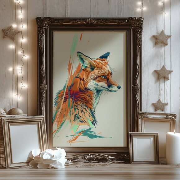 Original Abstract Fox Art Print + Digital Copy, Colorful Vibrant Illustration - Picture 10 of 10